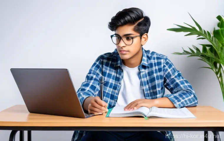 수능 국어 대비 학습법 - Image Prompt 1: The Modern Scholar's Desk**